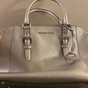 Michael Kors silver purse.  Large. Pre-owned.